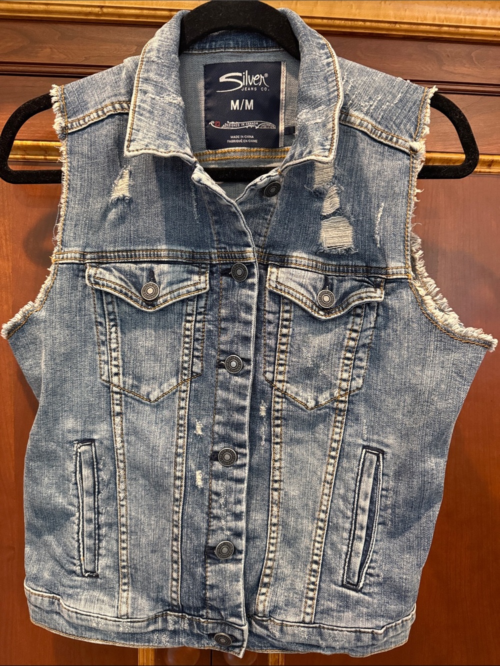 Silver Jeans Light Blue Denim Jacket with Contrast Stitching